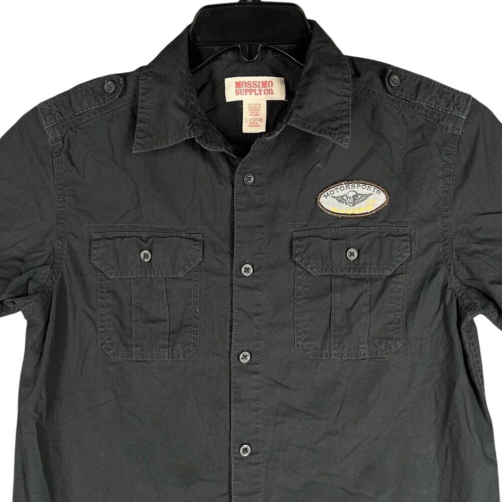 Mossimo Shirt Youth Boys Large Skull‎ Casual Button-Up Short-Sleeve Work Shirt